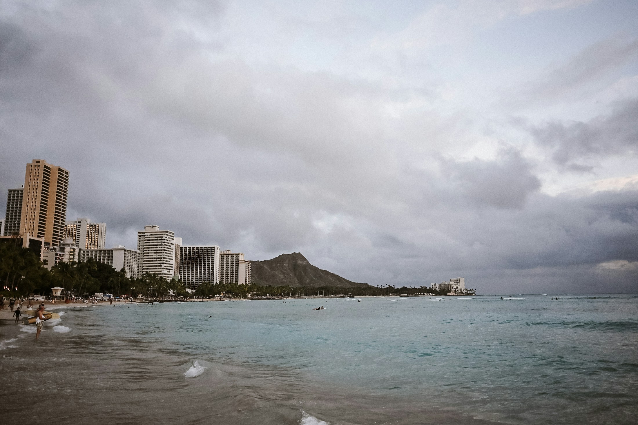 Waikīkī coastline with Diamond Head in the distance